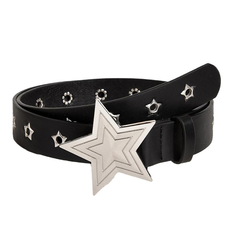 Punk Style Rivet Star Porous Personality Belt Decoration European And American Style Versatile Pin Buckle Belt