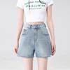New Patchwork High-Waist Light Blue Denim A-Line Shorts - Summer 2025 Collection