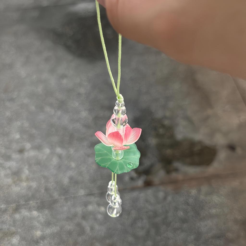 Pink Lotus Pendant Car Ornament - Summer Hangzhou Cultural Gift, Ancient Style