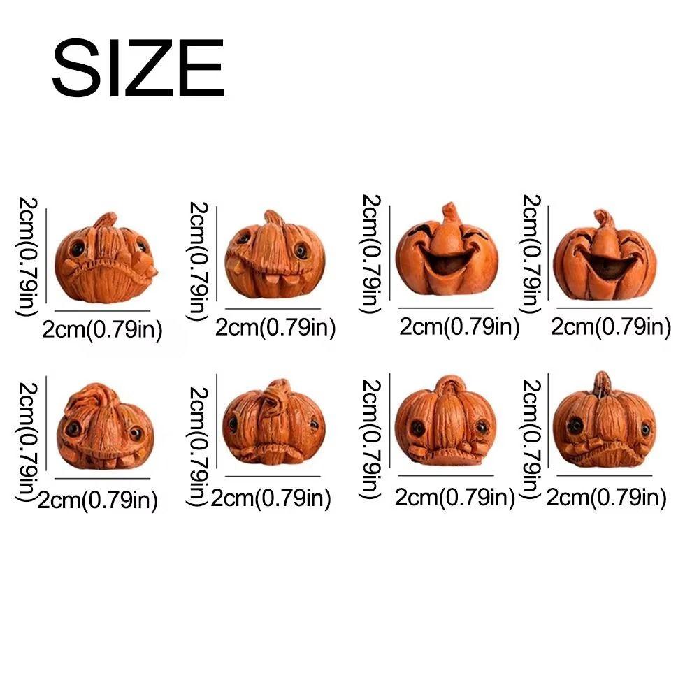 16Pcs Resin Halloween Skull Pumpkin Miniature Halloween Pumpkin Figurine  Home Decor