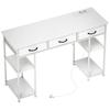 Desk Kitchen Table with 2 USB Charging Ports 2 Power Outlets Adjustable Shelves 3 Fabric Drawers 120x40x76 cm White