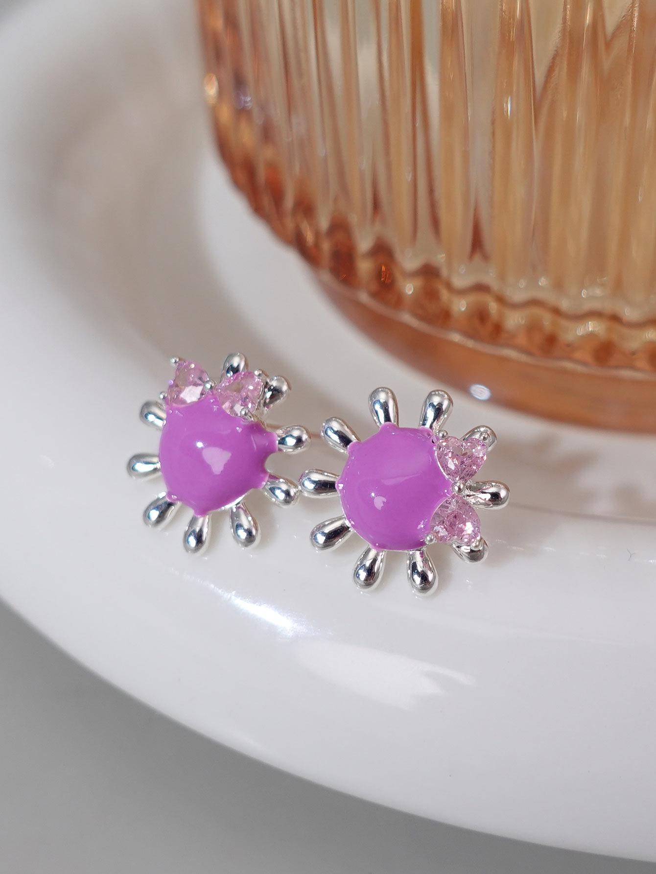 

Серьги-пусеты с солнечным цирконом: Милые и изысканные японские корейские серьги-заявления высокого класса с глазурью