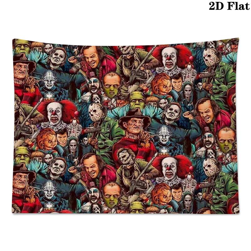 Horror Movies Wall Tapestry Aesthetic Wall Hanging Printed Fabric Blanket Decorative Tapestries for Bedroom Living Room Home Decor