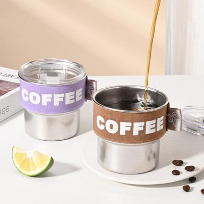 Stainless Steel Coffee Cup with Lid Mug Insulated Breakfast Milk Tea Cup Heat-Resistant Cup Leakproof Portable Water Cup Gift