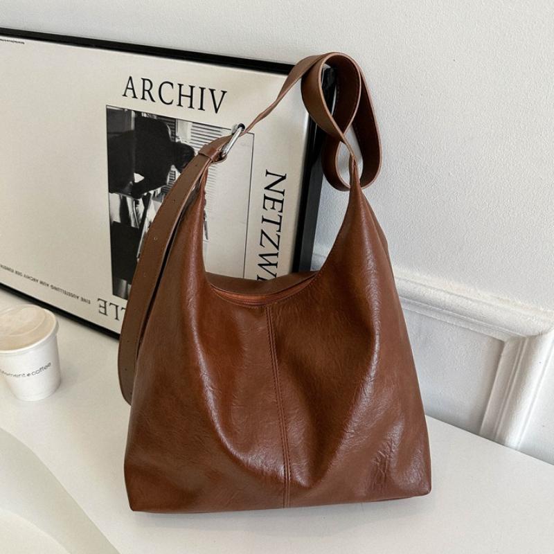 Vintage Faux Leather Hobo Tote Bag for Women Large Capacity Soft Shoulder Bag Casual Commuter Handbag Daily Work Crossbody Bag