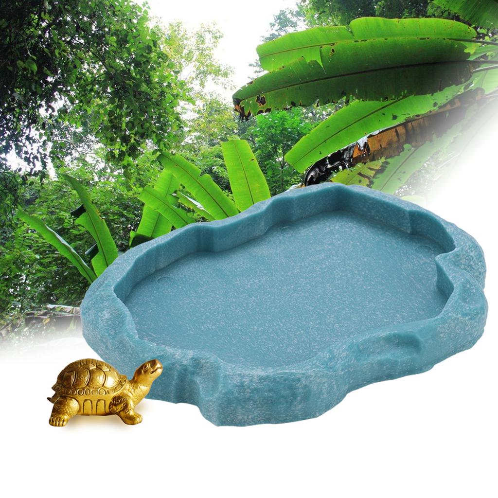 Resin   Reptile Rock Food and Water Dish Feeder Bowl for Tortoise  (Green S)