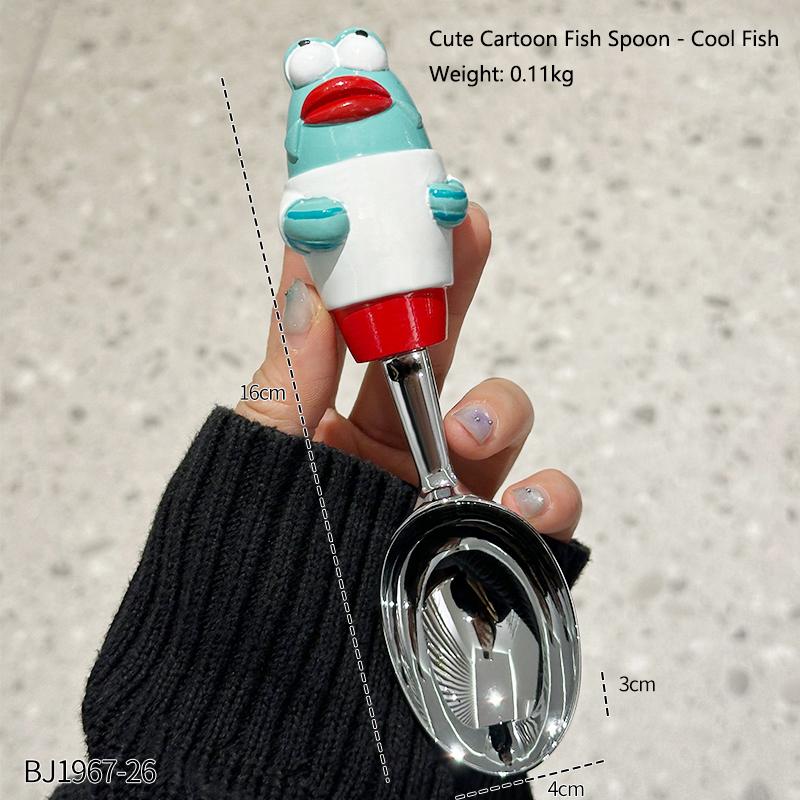 Cute Cartoon Fish Spoon Creative Cool Fish and Boxing Fish Spoon Home Utensils Soup Rice Fruit Long Handle Dessert Spoon