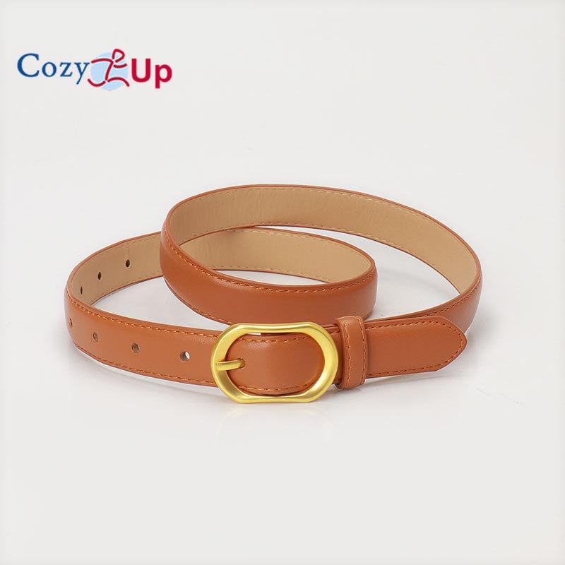 

Женские узкие кожаные ремни для платьев, тонкий пояс для джинсов с золотой пряжкой 103x2.4cm коричневый