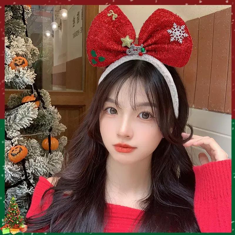 Christmas headband hair accessories holiday gift headband bow party dress up headband