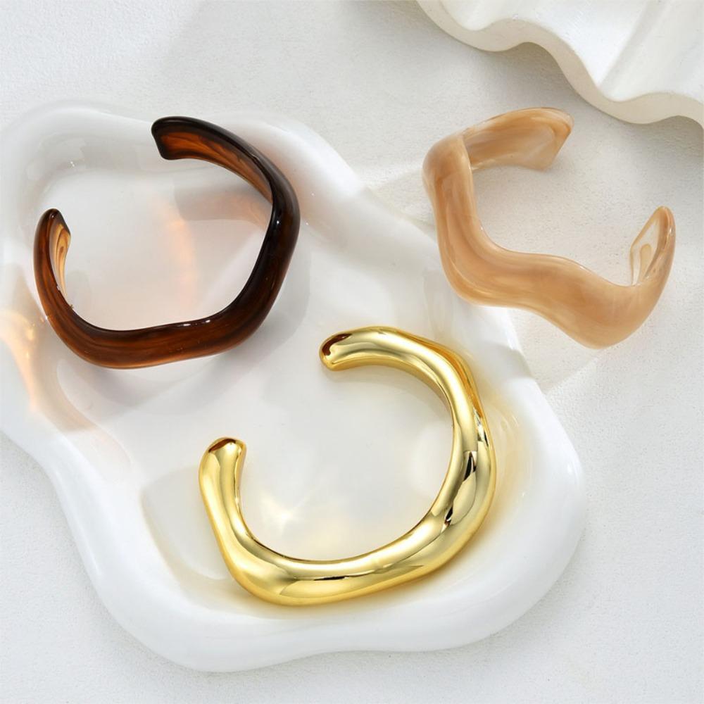 

3Pcs/Set Geometric Twist Wide Open Bangle Chunky Stackable Bracelet Jewelry Gifts 3Pcs/Set