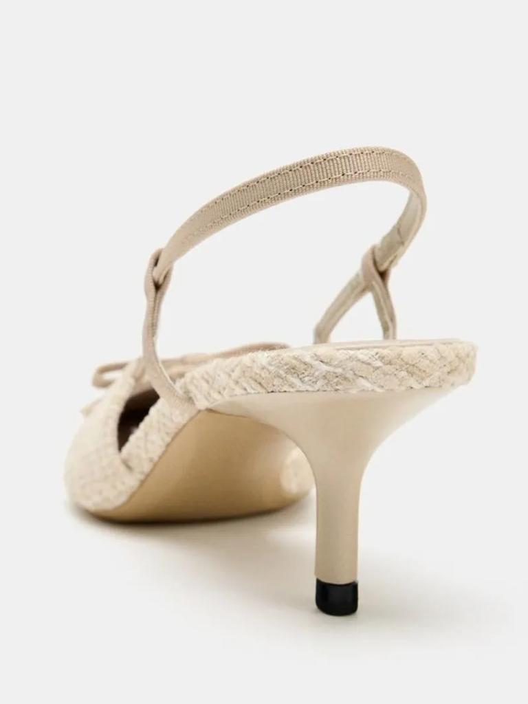 Fashion Bow Decorative High Heels Women High Quality Thick Tweed Slingback Kitten Heel Designer Shoes Elegant Banquet Dress Shoe