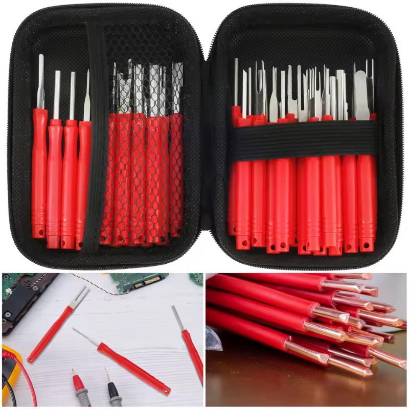 36Pcs Terminal Pin Removal Tool Kit Stainless Steel Pin Extractor Tool Reusable Electrical Wire Connector Pin Release Tool Auto