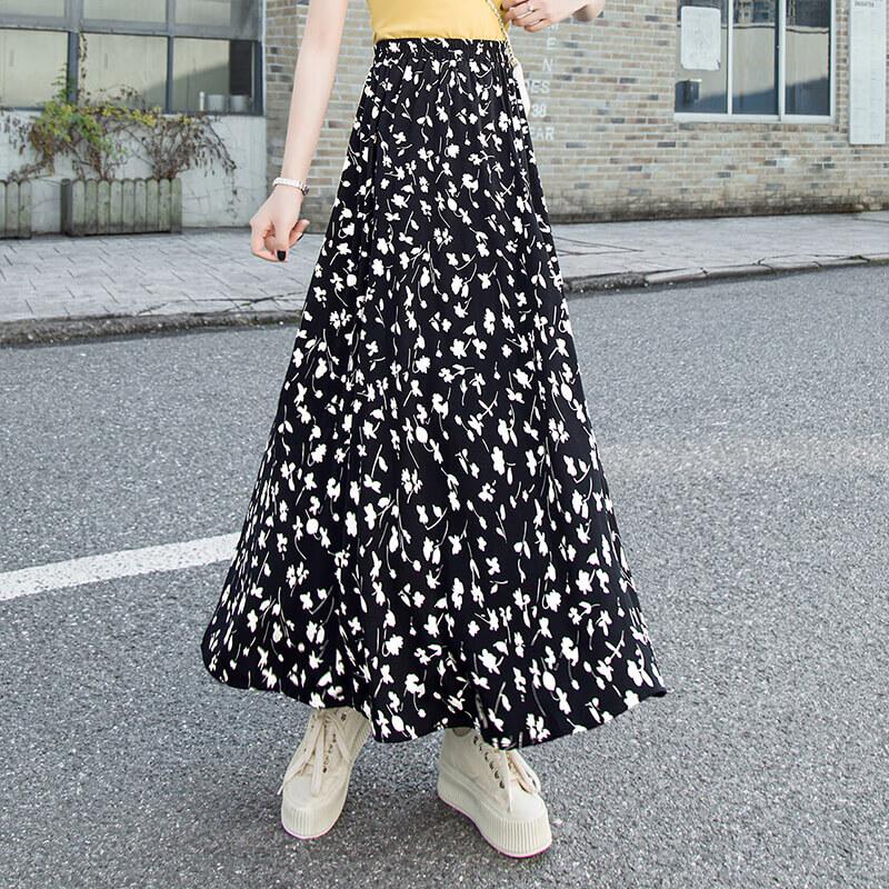 Women s Ruffle Trim Floral A-Line Maxi Skirt L