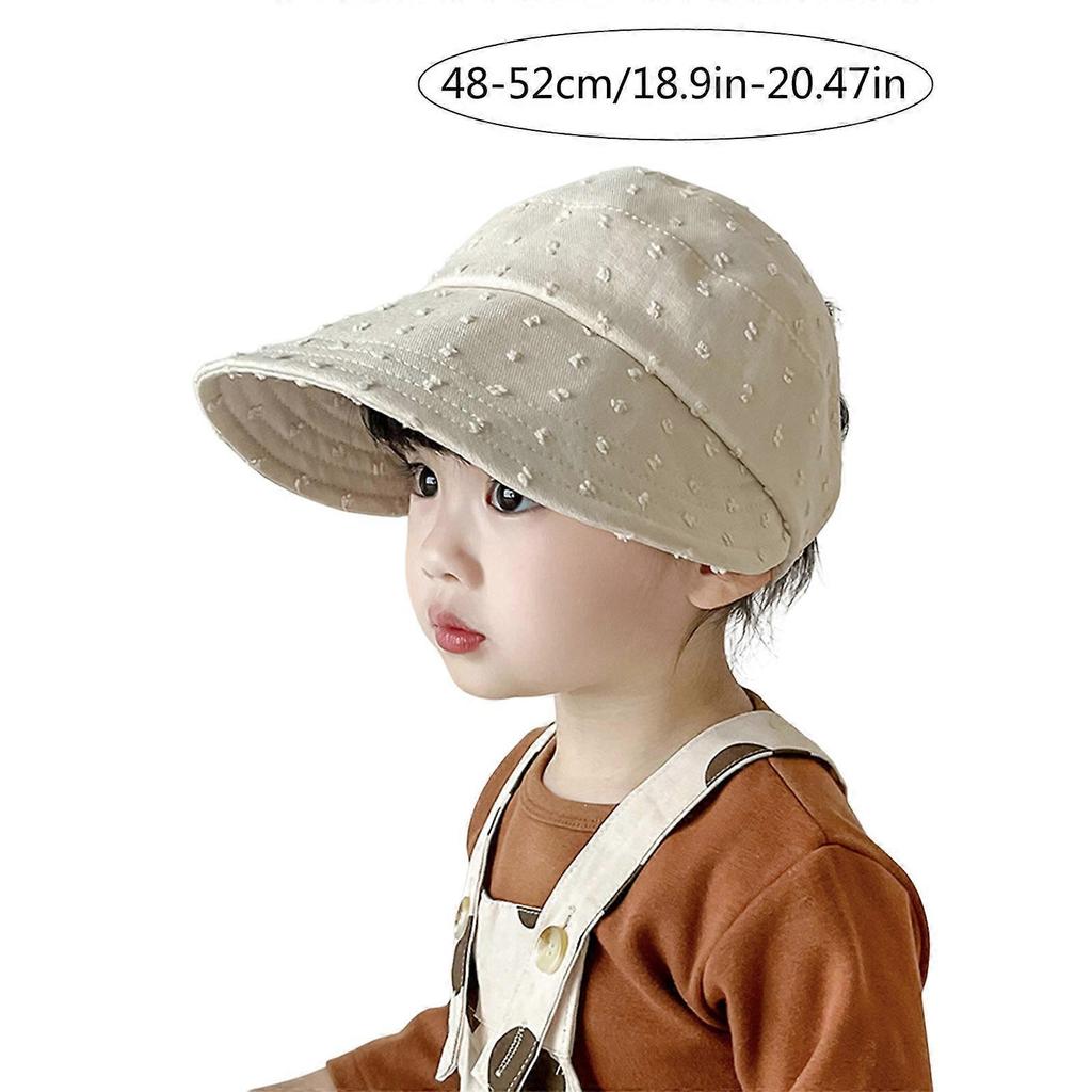 Baby Sunhat Girls Sun Hat Empty Top Outdoor Travel Beach Fisherman Hat 2-10T Infants Kids Sun Protections Ponytail Caps  Beige white