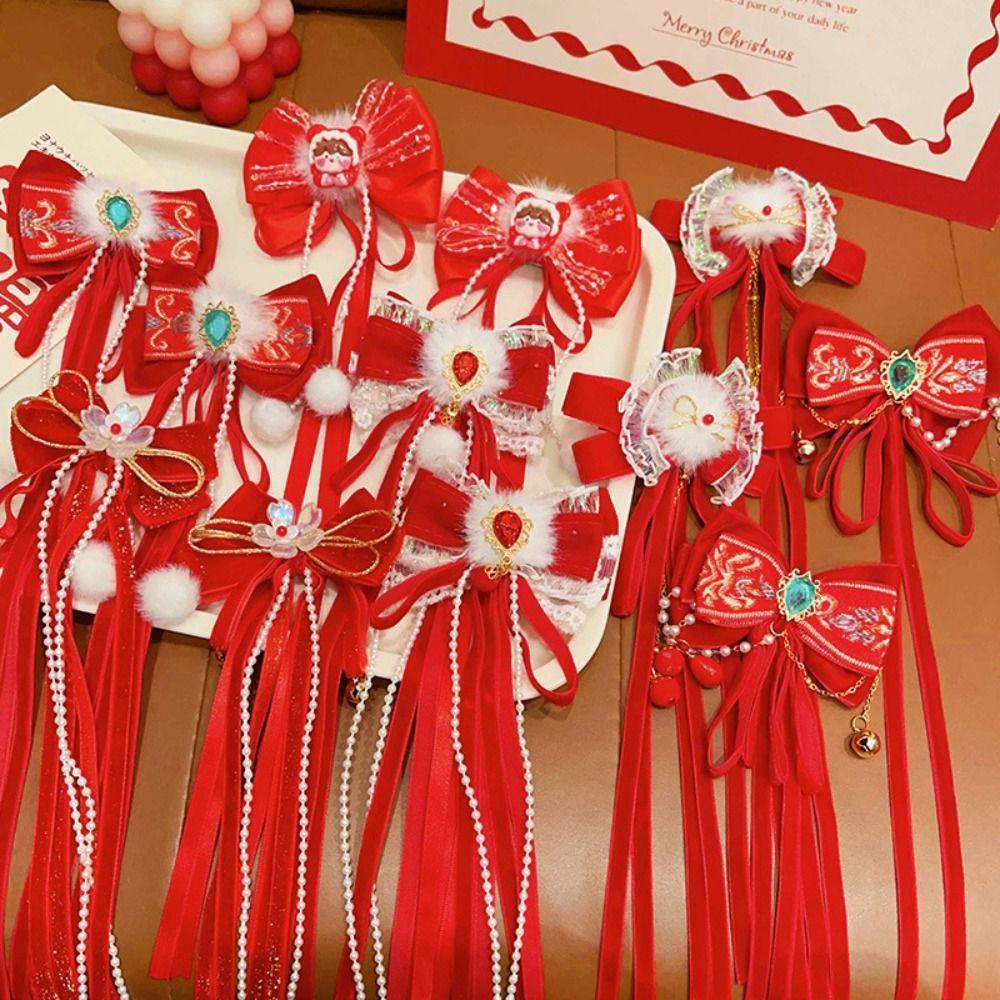 Princess New Year Bow Hairpins Ancient Style Girls Hanfu Headwear  Hair Accessories