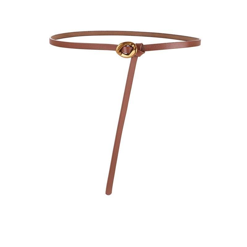 Genuine Leather Womens Slim Belt With Metal Buckle For Office And Casual Wear