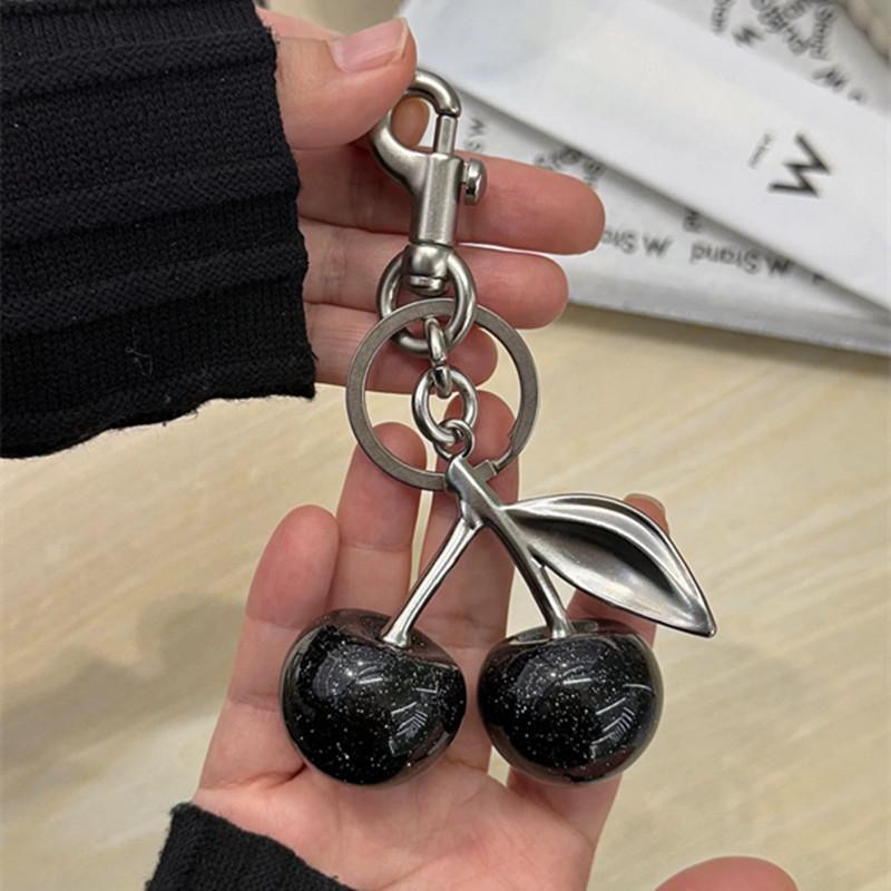 Classic Crystal Red Cherry Pendant Decoration For Coach Handbag Shoulder Bags Women's Keychain Bag Charms Accessory