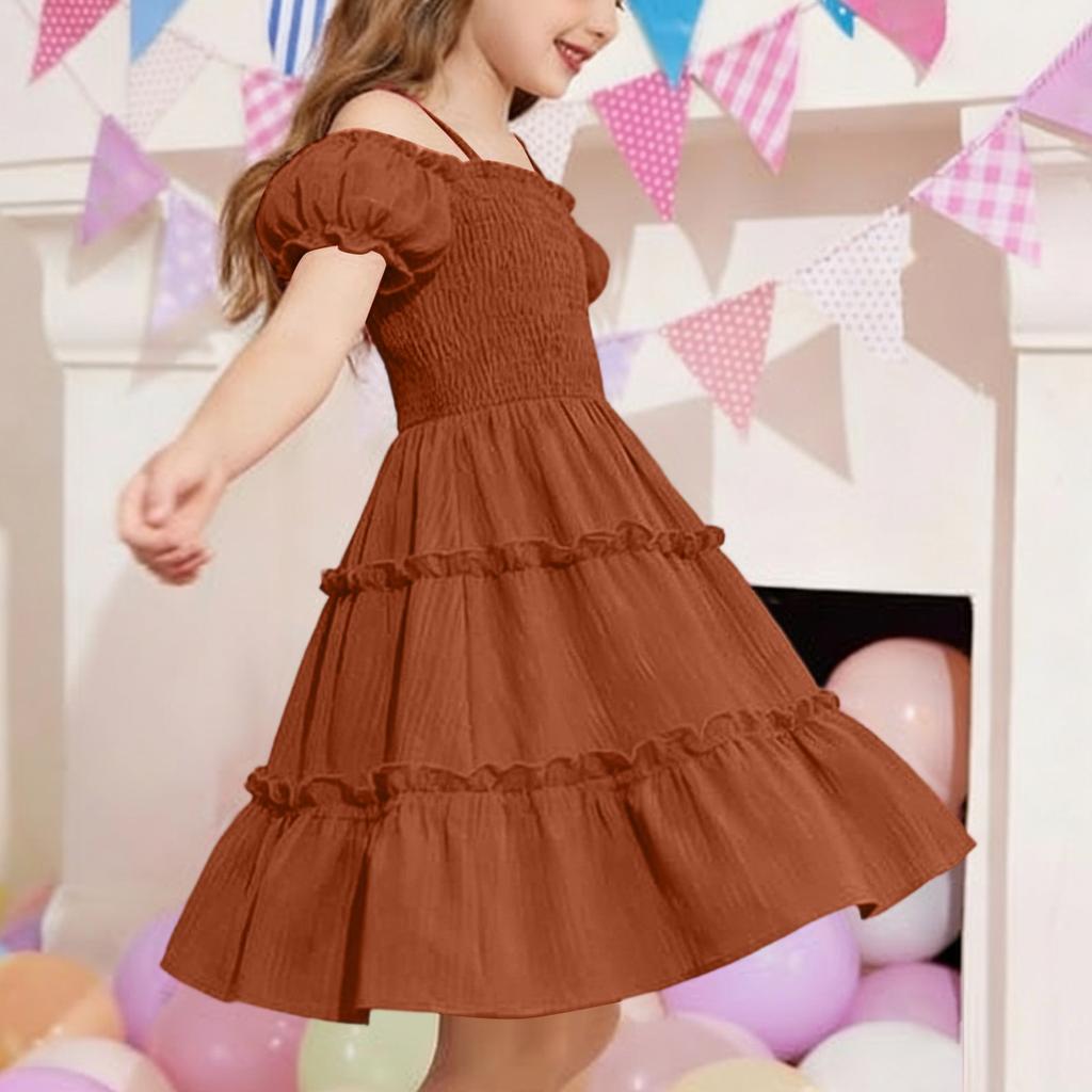 Girls' Puff Sleeve Dress - Toddler Princess Party Gown 3-7Y