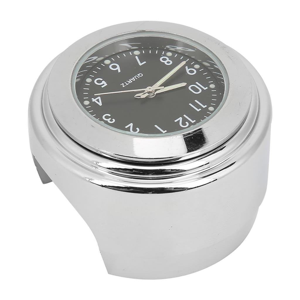 Waterproof Motorcycle Clock Chrome Plating Bike Dial Watch for 7 8in‑1in HandlesBlack Dial