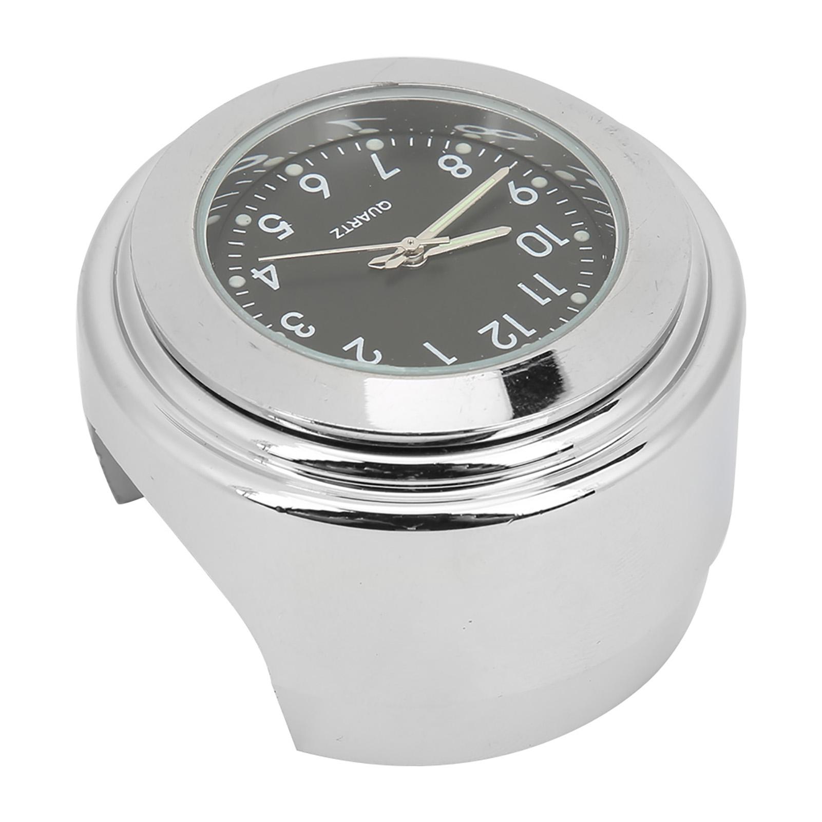 

Водонепроницаемые мотоциклетные часы с хромированным покрытием, часы с циферблатом для велосипеда для рулей 7/8 дюйма - 1 дюйм, черный циферблат чёрный