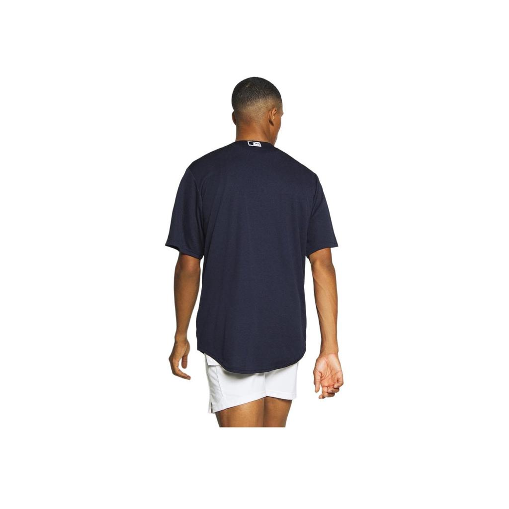 Nike X MLB Embroidered Logo Single-Breasted Comfortable Casual Baseball Short Sleeve Shirt Kids shirts Deep-Blue 3Z3B7ZWEB-NYY