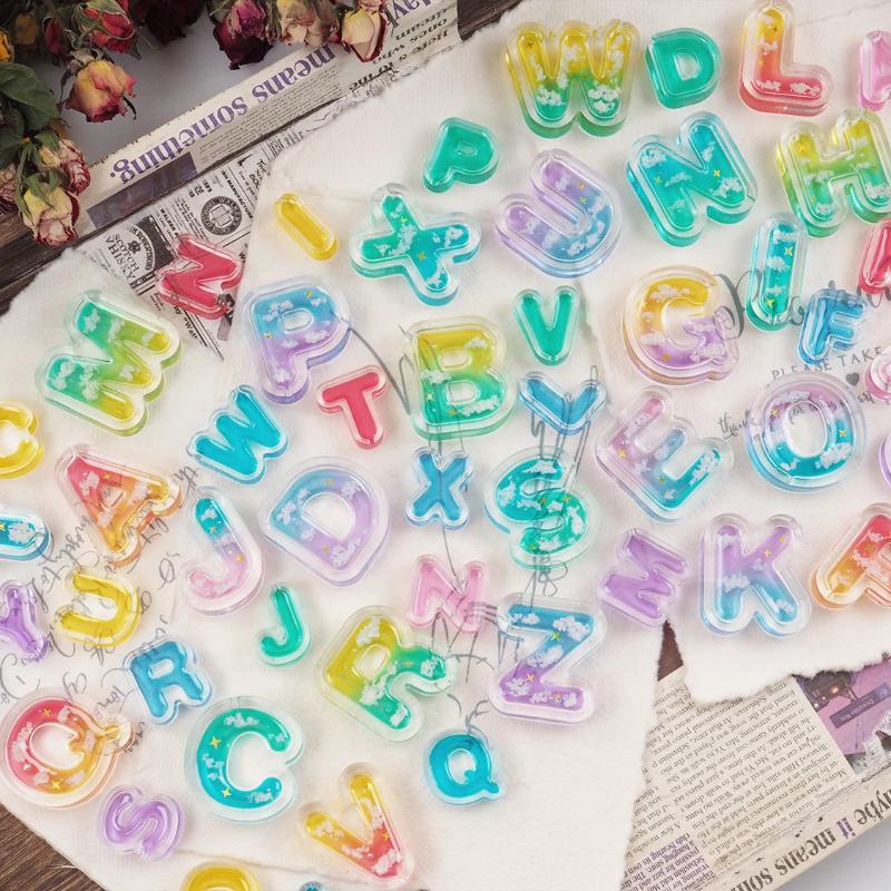 Shaker DIY Making Crafts Mini Quicksand Alphabet Keychain Key Rings Silicone Resin Mold Letter Shaped Silicone Casting Molds