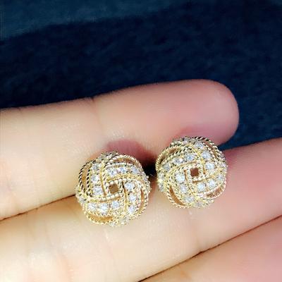 Huitan Fancy Knot Shaped Stud Earrings for Women Full Paved Cubic Zirconia Exquisite Female Earrings Girl Gift Statement Jewelry