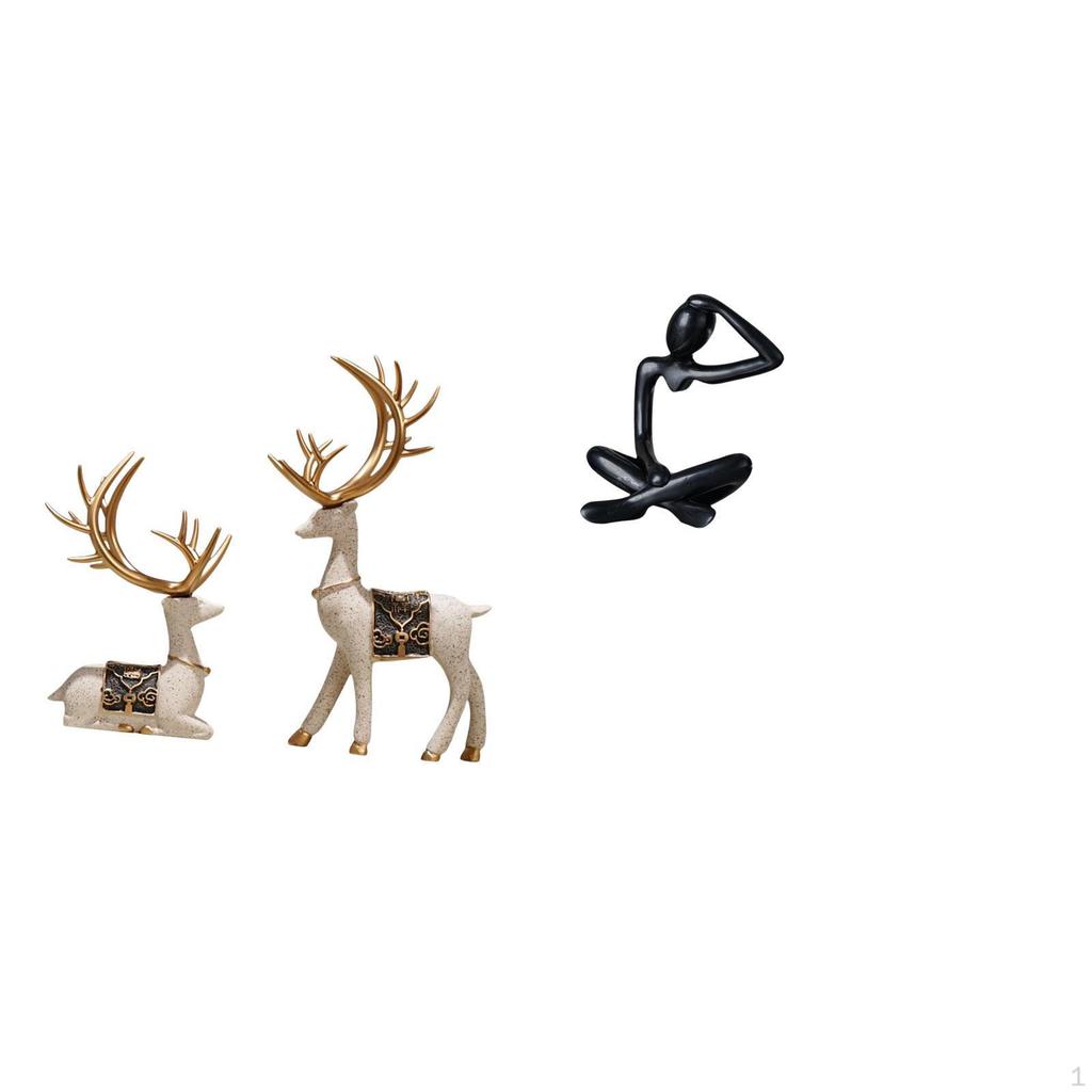 Reindeer Thinker Abstract Statue Sitting Standing Deer Figurines Modern Sculpture Decorative