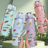 1PC Color Fish Ocean Seabed Print 750ml Color Plastic Sports Water Bottle Leakproof Flip Straw Lid Suitable for Sports Office Home Use