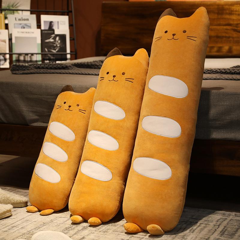 Bread cat throw pillow plush toy girl bed sleeping clutching legs long pillow children soothing doll
