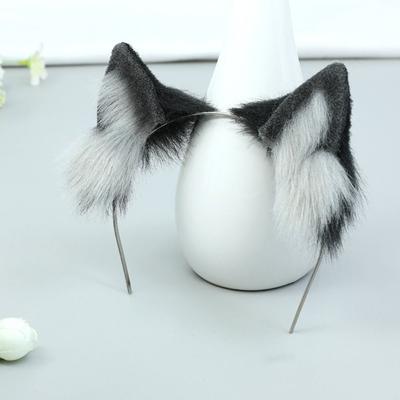Bandeau Mignon 20cm Coiffure Oreille Noir Blanc Chat Loup Oreilles Coiffure d'Idole Oreilles de Chat Queues Coiffure Douce pour Fille en Coton Cadeau