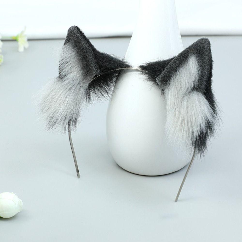 Black White Idol Doll Headwear Cat Ear Cat Wolf Ears Headwear for Cotton Doll Girl Gift