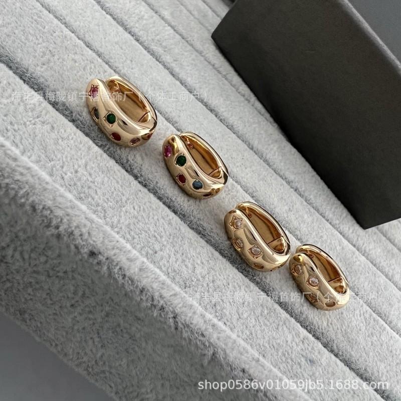 V Gold High Polished Earrings Color Gemstone Jewelry Women