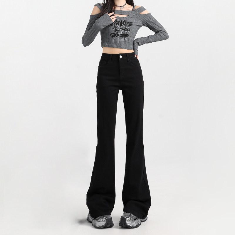 

Women s 2026 Spring Retro High-Waisted Floor-Length Flare Jeans: Slimming Yet Comfortable Fit. XL [118-128 Jin]