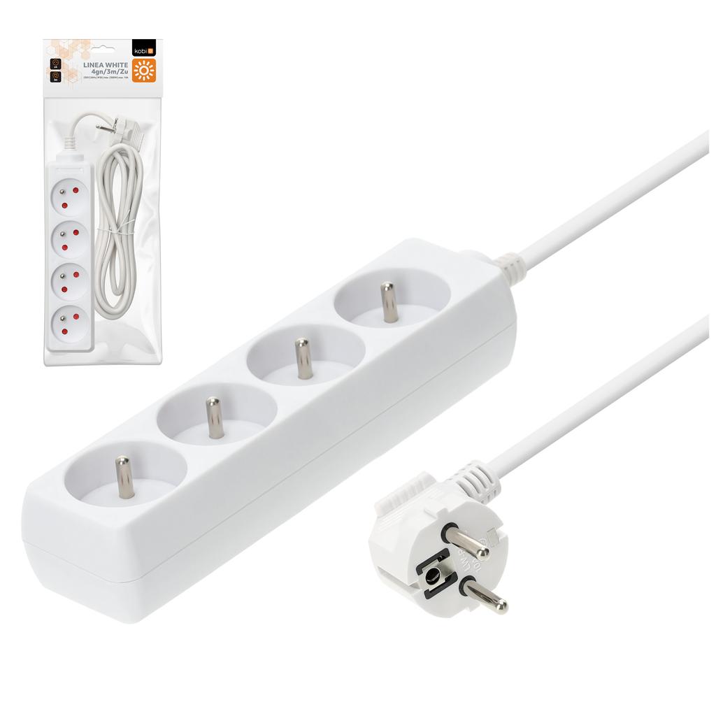 Home extension cord 4x2P+Z 3 white