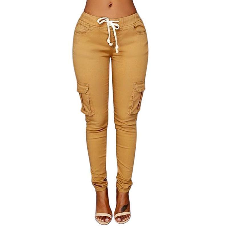 Fashionable Sexy Women High Waist Stretch Slim Casual Pants With Elegant Pockets