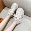 Fashion New Women Platform Sneakers Spring Autumn 8cm Chunky High Heels Bling Red Ladies Wedges Casual Dad Shoes Leather Sports Sneakers
