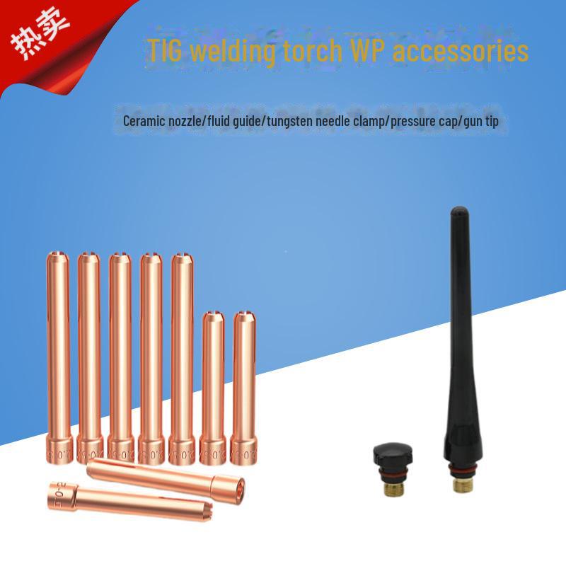 Peças para Pistola de Soldadura a Arco de Argónio: Guia de Bocal de Porcelana, Fixador de Agulha de Tungstênio, Tampa de Pressão para Modelos WP-18/17/26