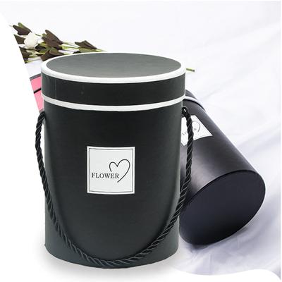 Nuevo Cajas de Regalo caja de ramo de flores caja de embalaje redonda con tapa negra