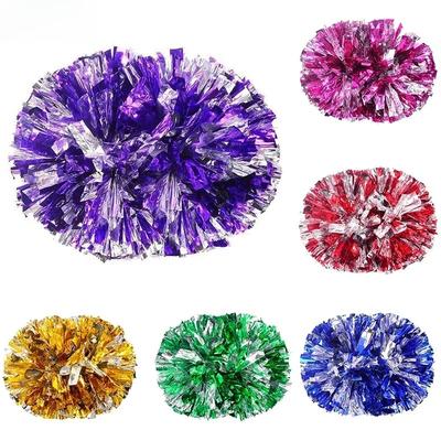 1pc Cheerleading Pom Poms with Handle Cheer Balls Big Gold Silver Red Yellow Blue Hand Dance Pompoms Accessories for Women Kids