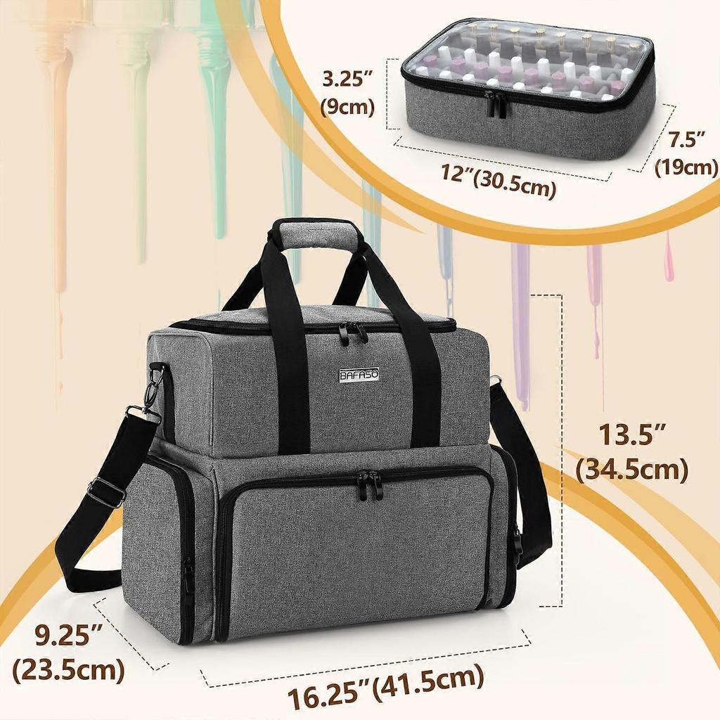 Double Layer Nail Polish Organizer Holds 80 Bottles (15ml - 0.5 fl.oz) and a UV Nail Lamp, Nail Polish Case with 2 Removable Pouches and Manicure Tool