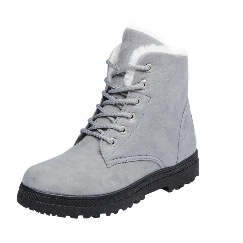 Winter Snow Boots For Women Warm Fur Lined Ankle Booties Lace Up Slip On Outdoor Walking Womens Boots Lady Fashion Shoes