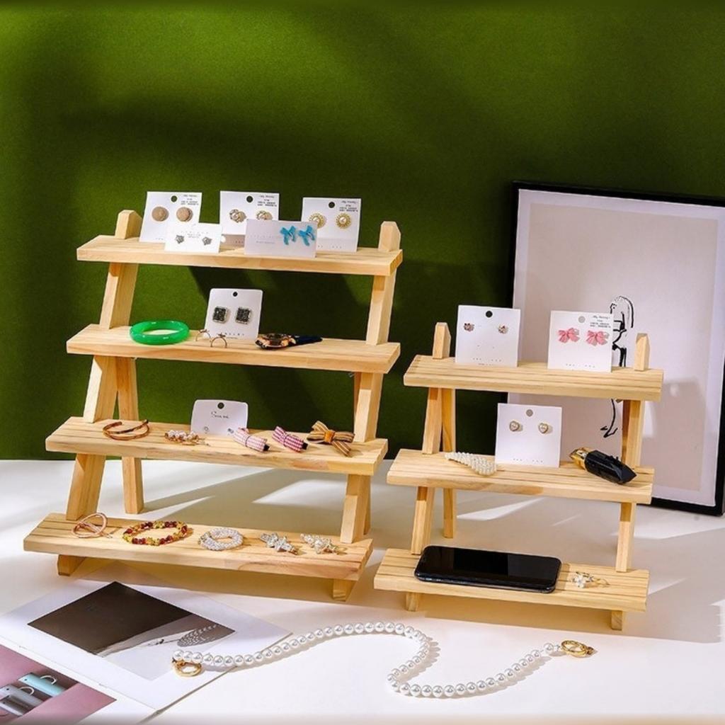 Display Stand Solid Wood Earrings Display Rack Jewelry Rack Figure Doll Stall Cardboard Jewelry Rack