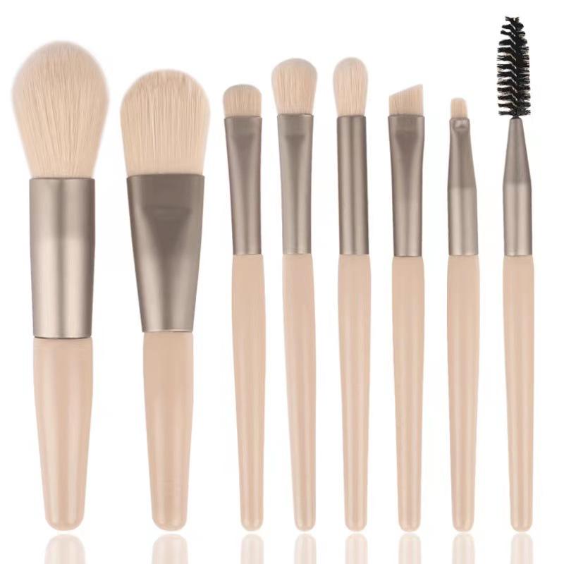 8-Piece Soft Bristle Makeup Brush Set for Beginners - Portable Eyeshadow & Foundation Brushes
