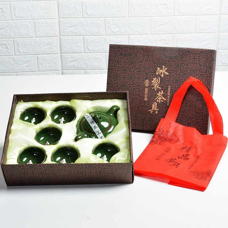 

Colorful Ice Splitting Fish Cup Kung Fu Tea Set Ceramic 1 Pot 6 Cups