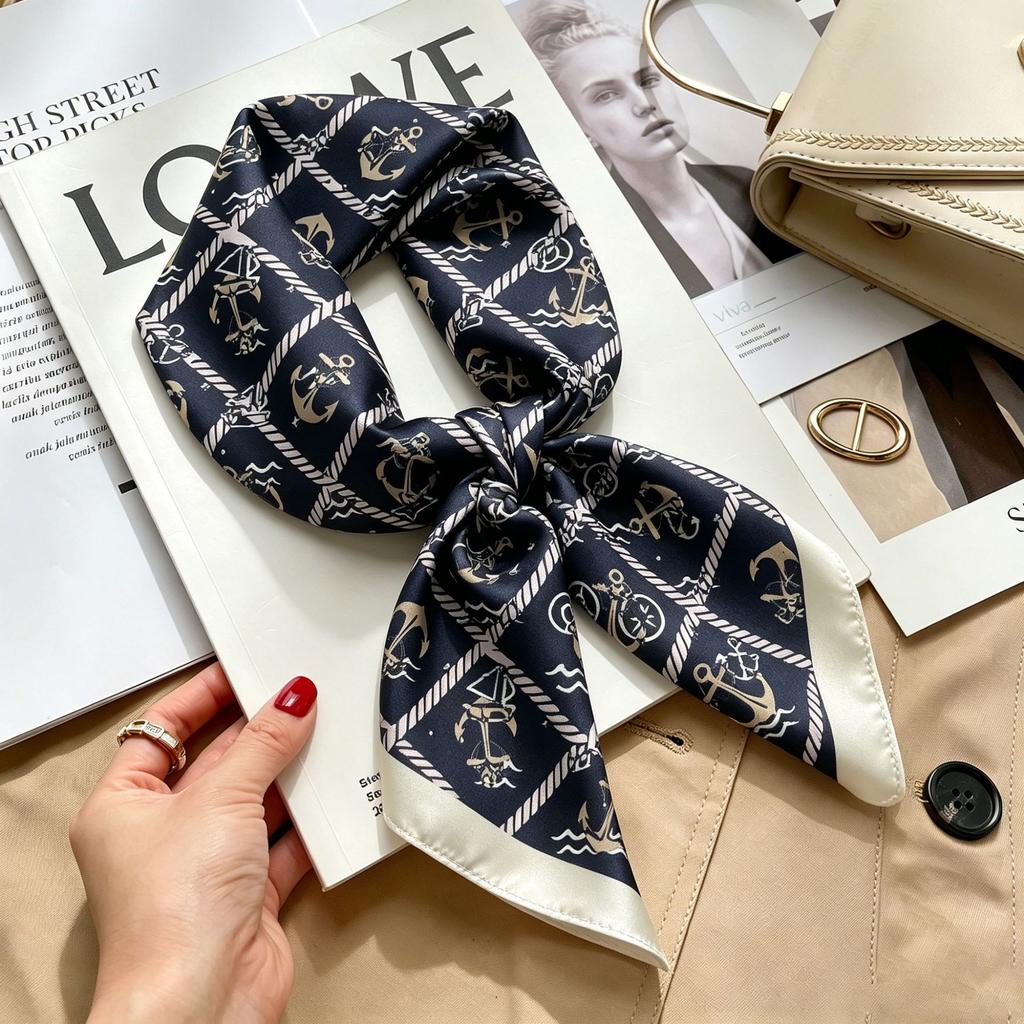 Simple temperament Spring and summer female imitation silk scarf versatile Korean version casual small square scarf neck protection decorative scarf