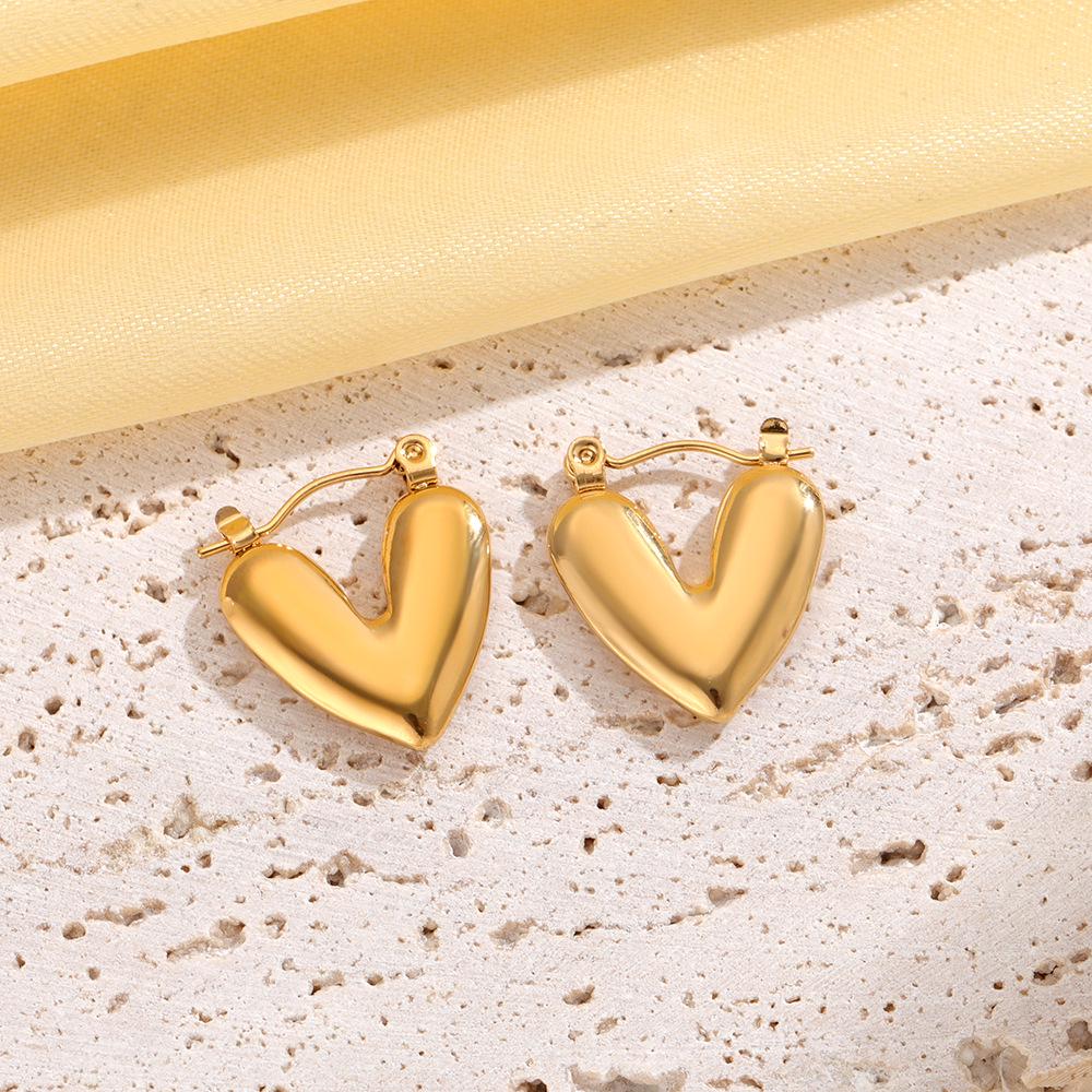 Stylish Gold Heart-Shaped Hoop Earrings for Women