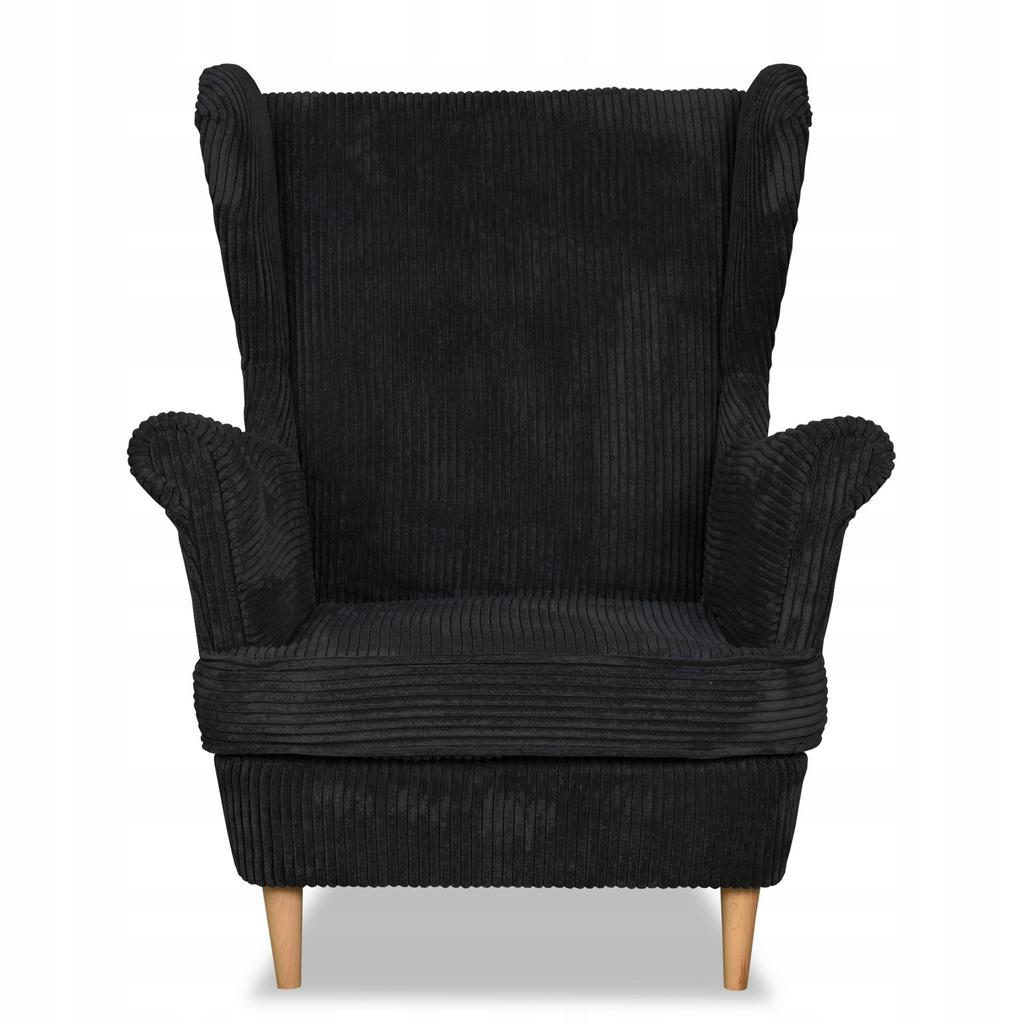 Bonito Scandinavian Wing Chair Family Furniture Black Corduroy Stripes Fashion