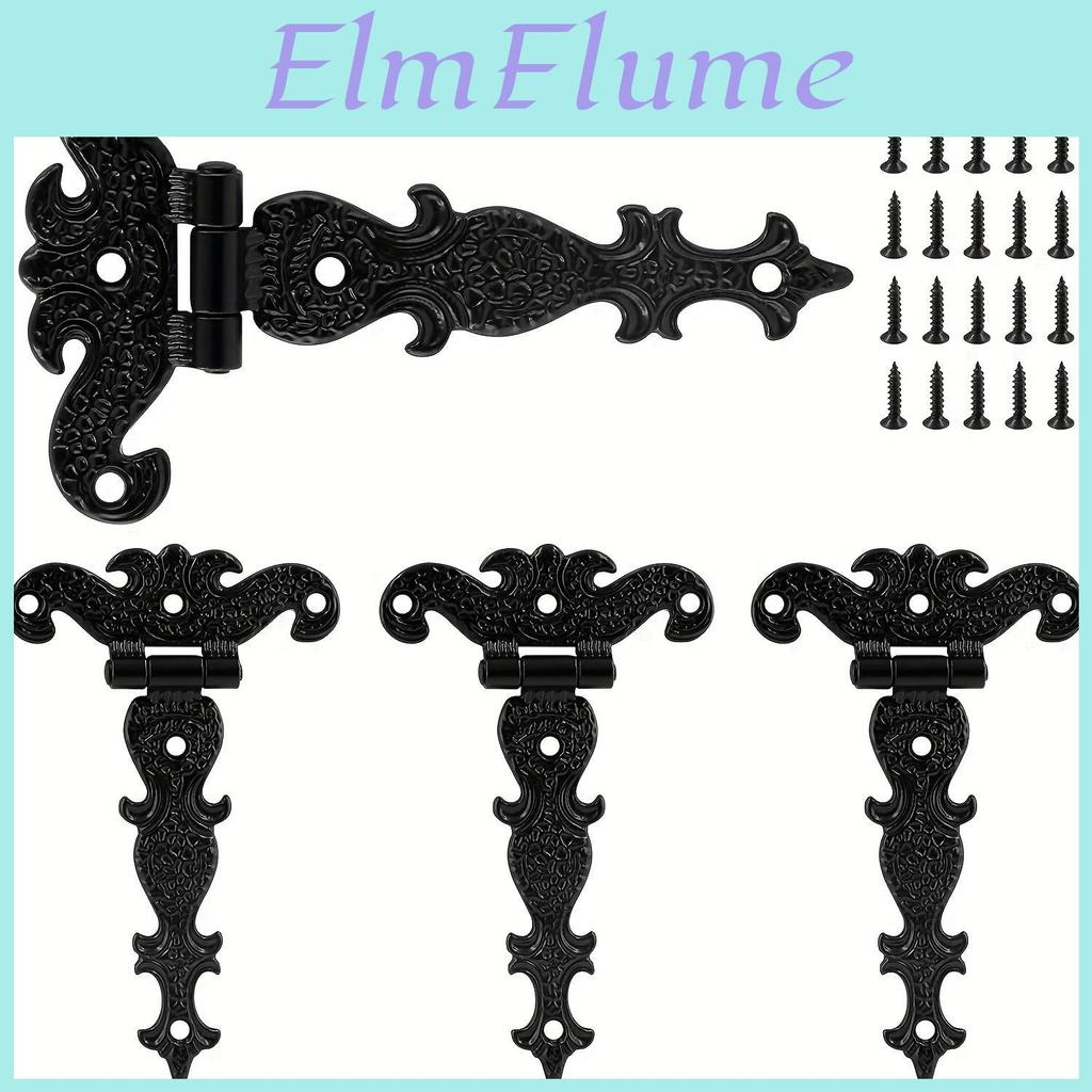 4piece Thinges Duty Hinge Heavy Hardware Vintage Black Decorative Hinges For Barn Doors With Screws