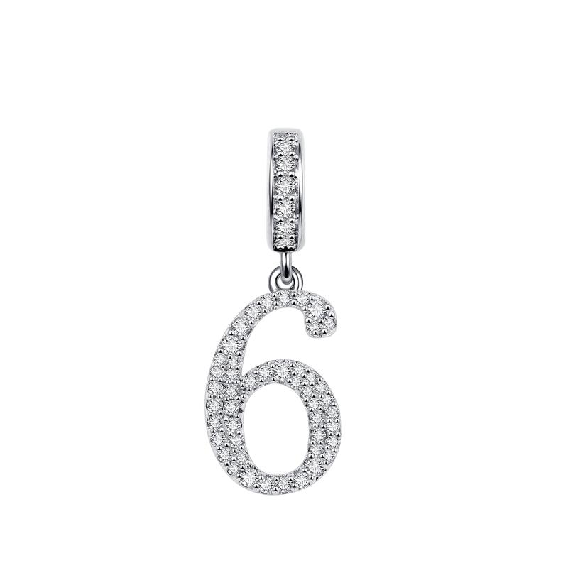 Fine Charms Handmade DIY Women Fashion Jewelry Gift Item Sparkling 0-9 Lucky Numbers Zirconia Charm Pendant Fit Original Design Bracelets Beads